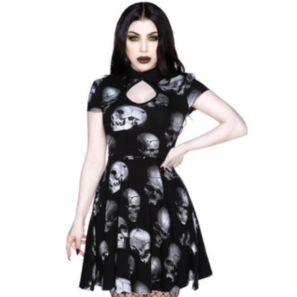 KILLSTAR collared headspin skater skull dress size Medium